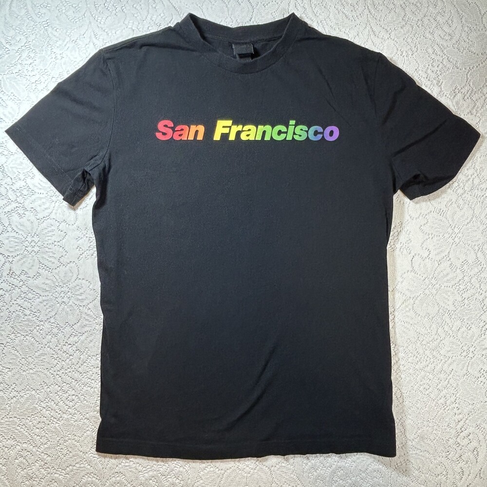 H&M San Francisco Shirt Mens Small Black Proud LGBTQ Rainbow Graphic Cotton Tee